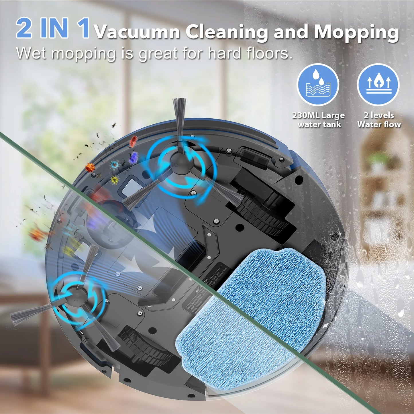 OMESER Robot Vacuum Cleaner 15kPa Power Auto Charging App Control Water Tank Wet Mopping Robot Vacuum Cleaner Electric Sweeper