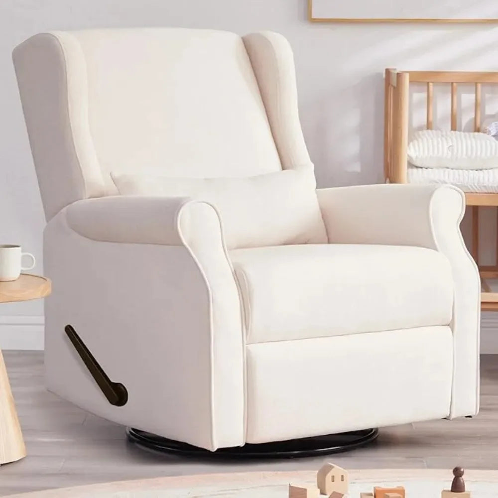 Nursery Swivel Glider Recliner Rocking Chair with Footrest Glider Rocker Recliner for Nursery Comfortable Breastfeedi，Customized