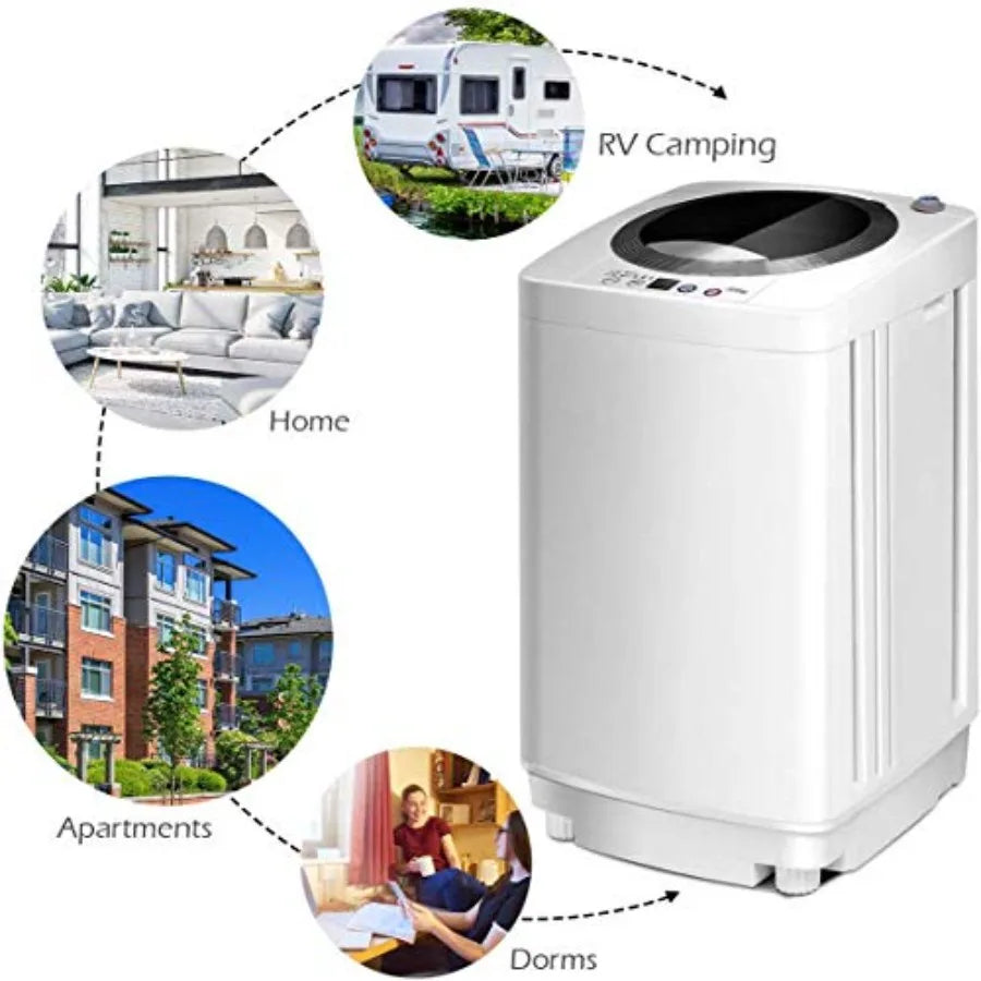 Portable Washing Machine Full Automatic Washer and Dryer Combo with Built-in Pump Drain 8 LBS Capacity Compact Laundry Washer S