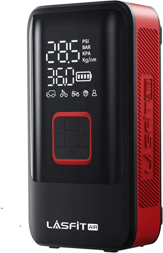 LASFIT TK1 Portable Air Compressor 150PSI, 12000mAh Battery Air Pump for Car Tires with Digital Gauge, Smart Auto Stop