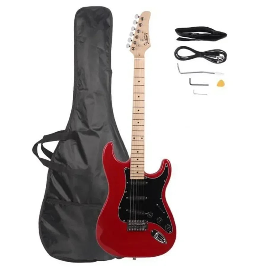Glarry GST Stylish Electric Guitar Kit with Black Pickguard Red