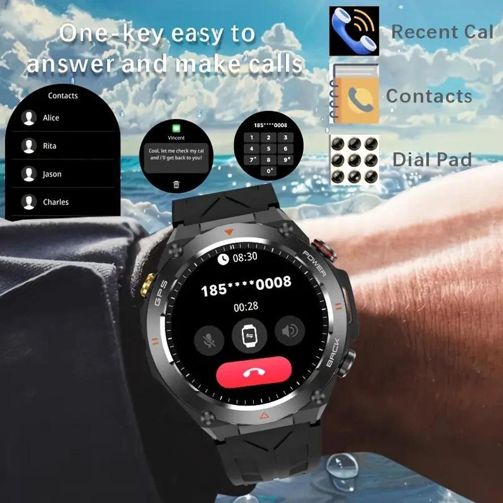 SENBONO New GPS Smart Watch 1.45” HD  Display Built-in GPS Bluetooth Phone Call 1ATM Waterpro Military Sports Smartwatch for Men