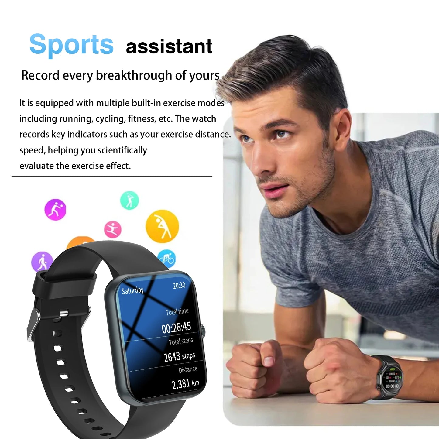 Smart watch, wireless calling /dial, multi -Sport mode, calling reminder and rejection,Various APP Reminders