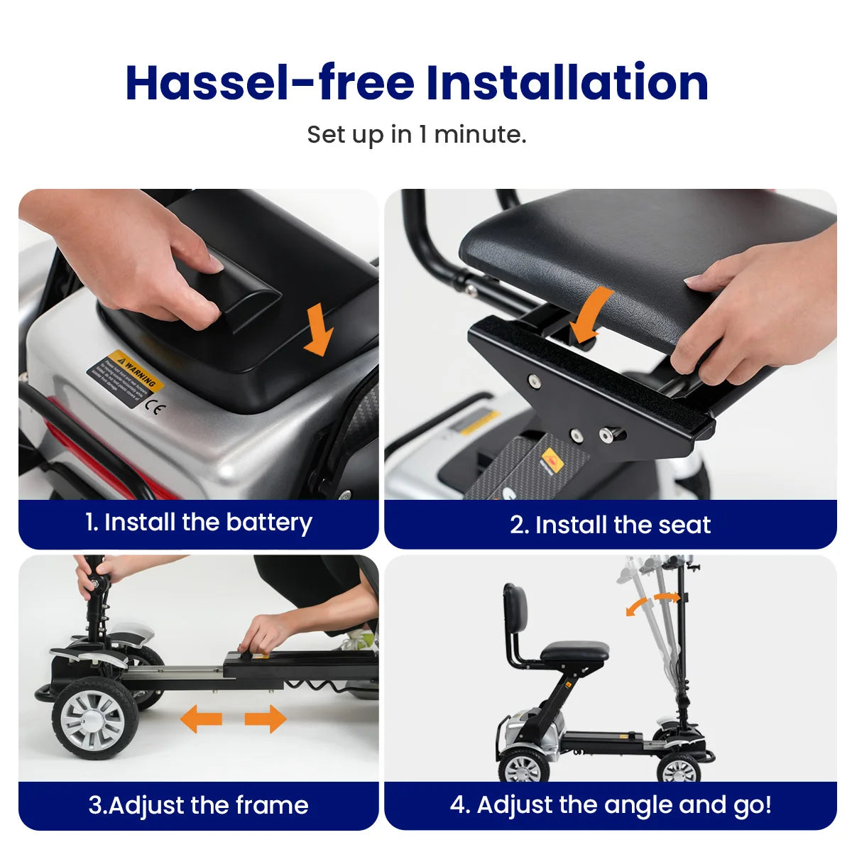 Foldable Carbon Fiber Mobility Scooter for Seniors | Electric Powered, 4-Wheel Stability, Rechargeable Battery