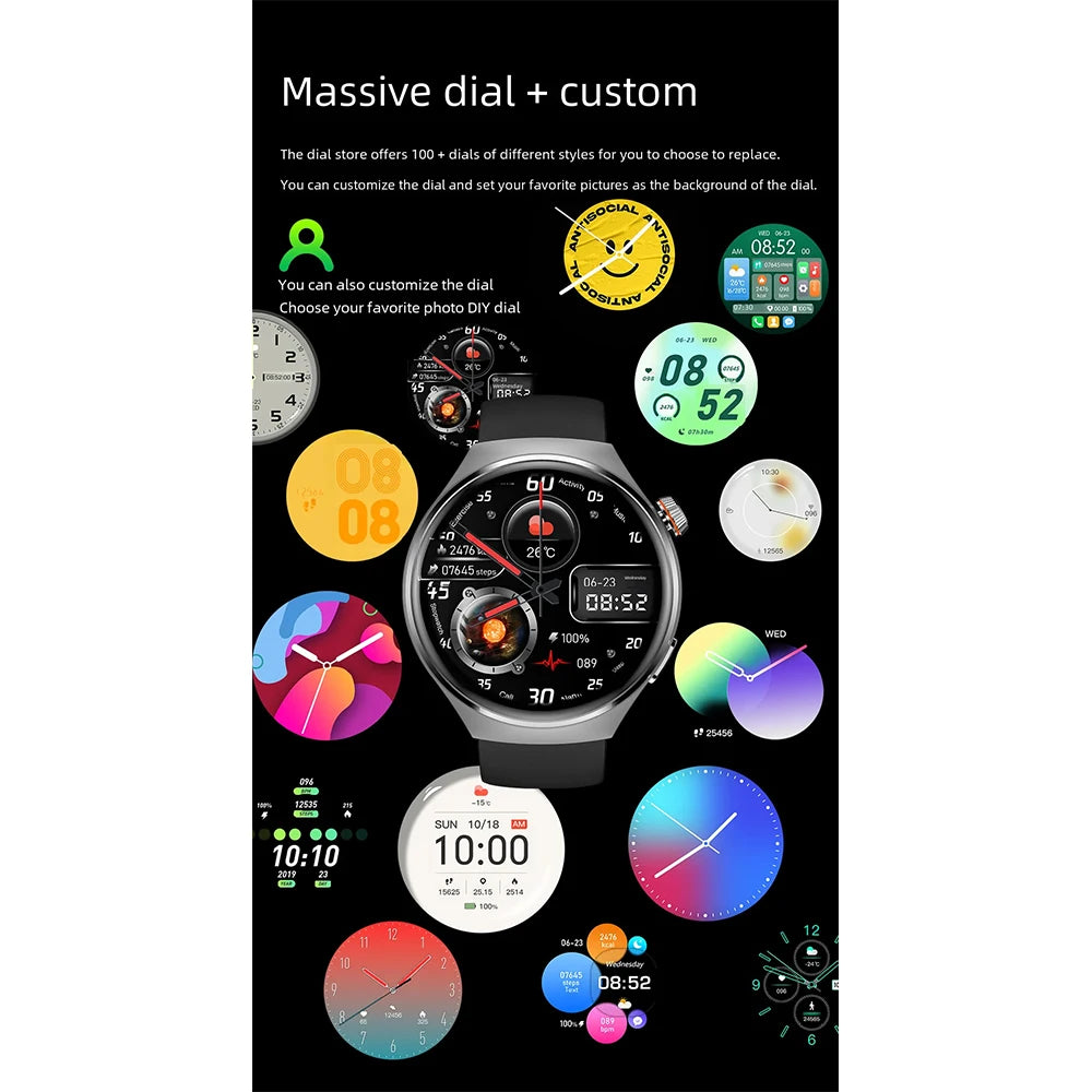 New NFC Men's Smart Watch AMOLED1.43-inch Large Screen Bluetooth Call Heart Rate Detection Outdoor Sports Women's Smartwatches