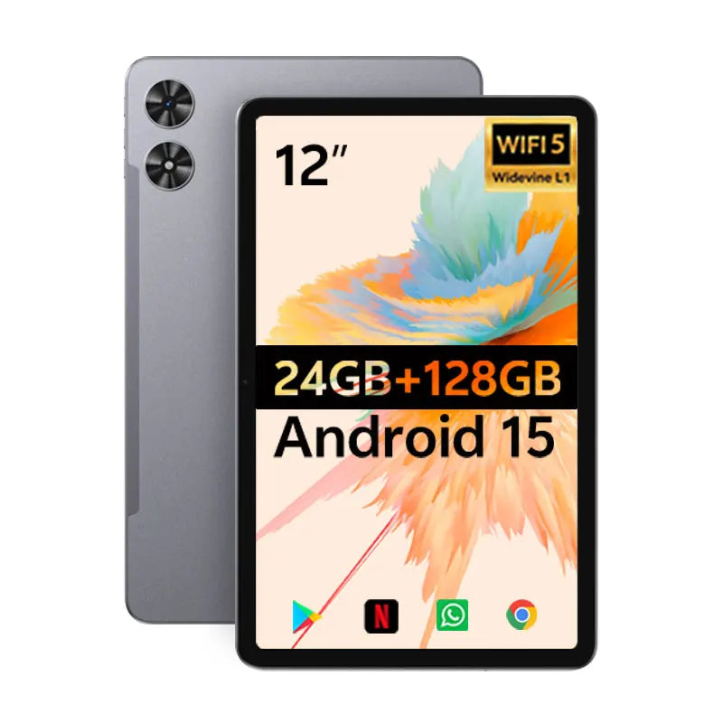 SVITOO 12-inch Tablets Android 2025 24GB RAM 128GB ROM 2K Display 18W Fast Charge 5MP+13MP Camera 8000mAh Battery Android Tablet