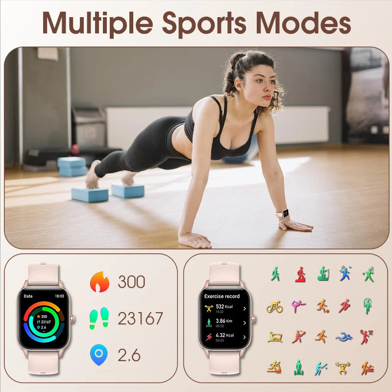 Smart Watch -for Women Stylish Fitness Tracker with Heart Rate Monitor, Message Notifications, Multi-Sport Mode, Music Playback