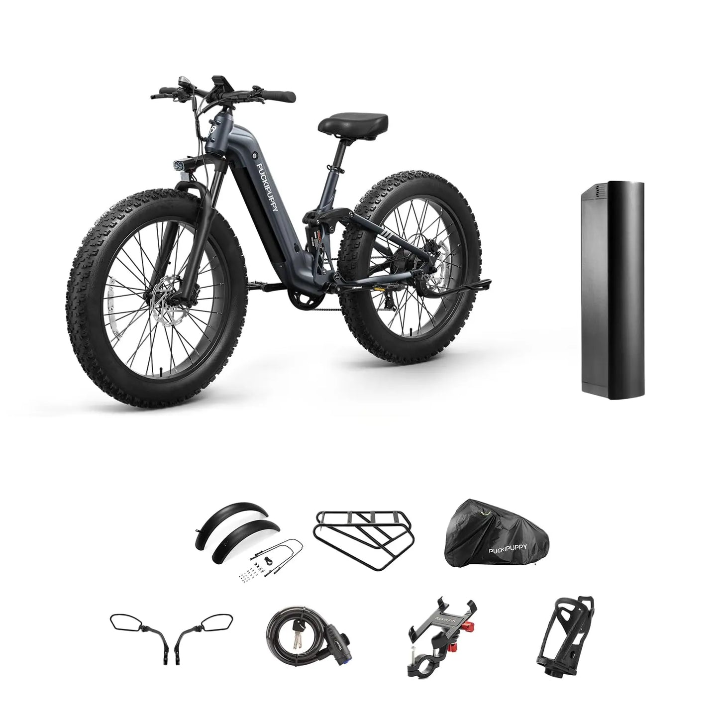 PUCKIPUPPY Boxer St Electric Bike for Adults 960W 48V 20AH Electric Bicycles with Luxury Accessory Pack and Extra 15Ah Battery