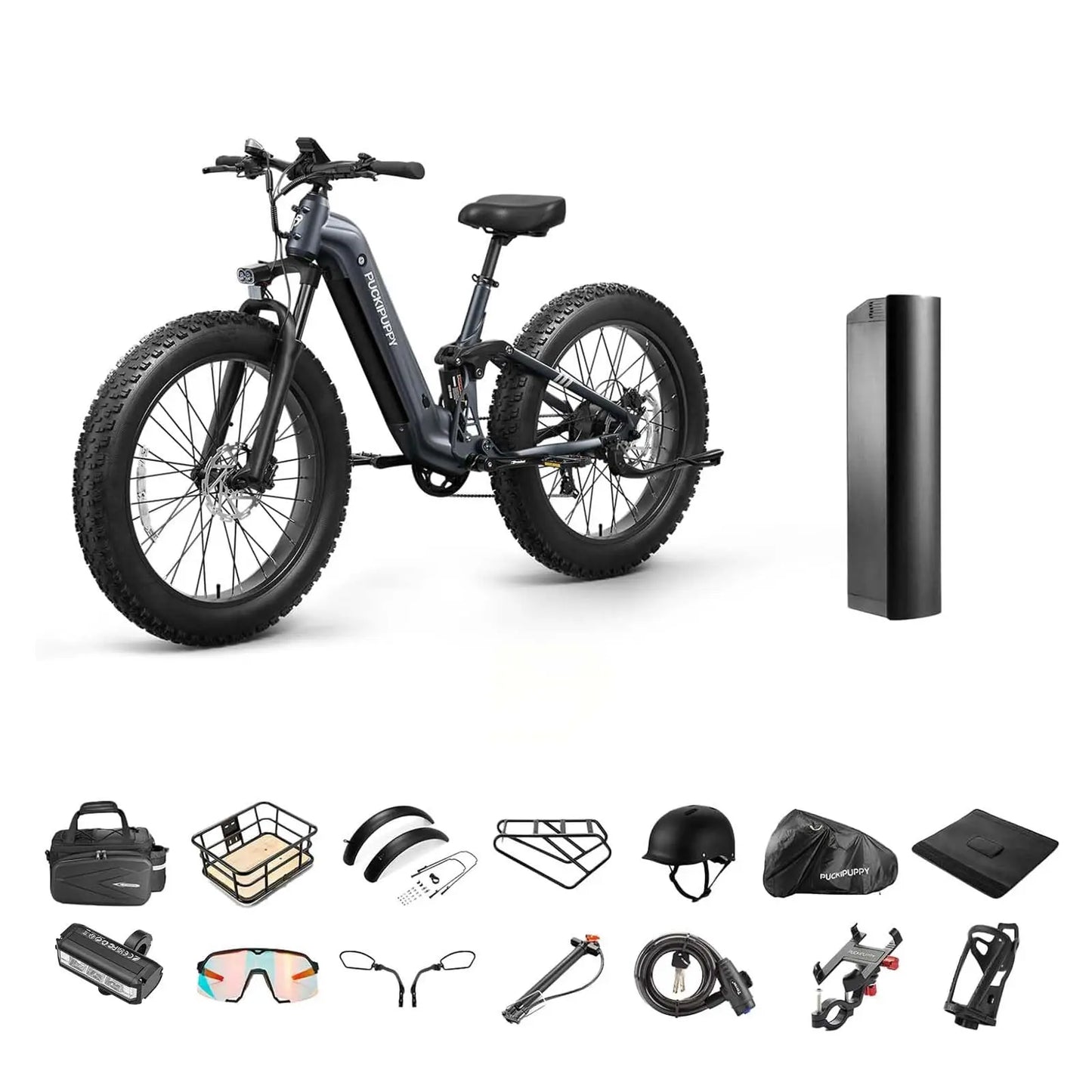 PUCKIPUPPY Boxer St Electric Bike for Adults 960W 48V 20AH Electric Bicycles with Luxury Accessory Pack and Extra 15Ah Battery