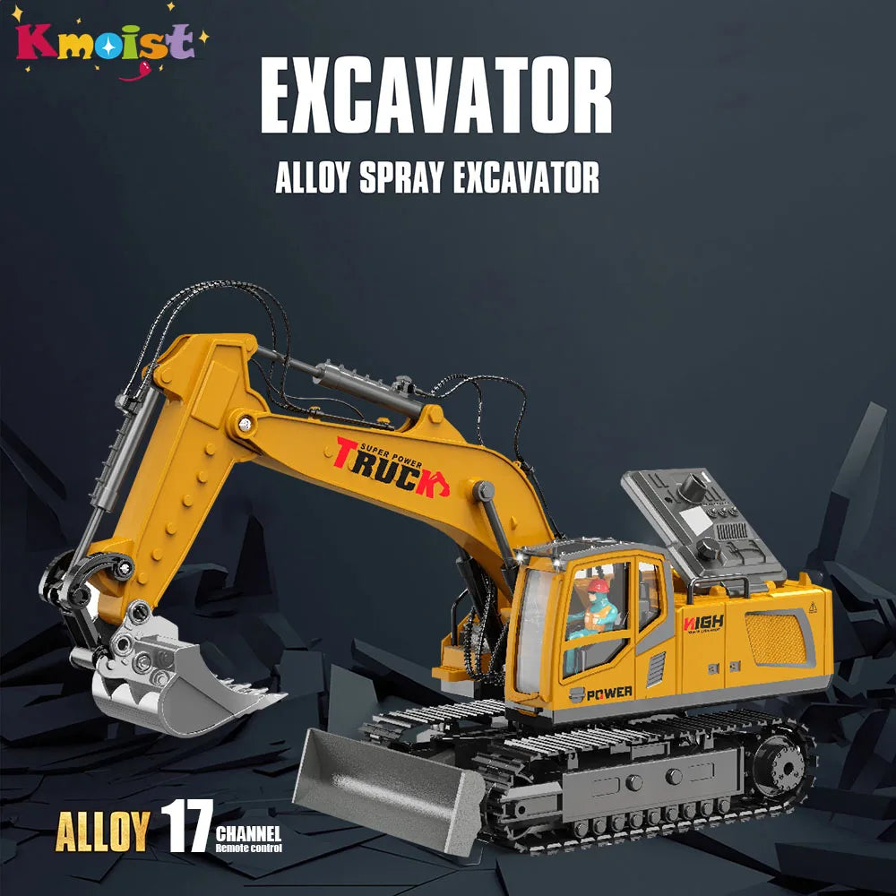 1/18 RC Truck Remote Control Excavator Car RC Excavator Simulation Alloy Electric 17CH Engineer Toy for Kids Boys Birthday Gift