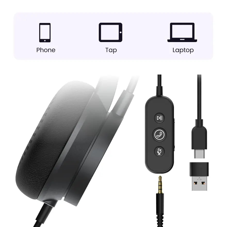 Nearity Clearance Sale Wired Over-Ear Headphones with Microphone, Noise Cancelling Heaset for Office Home Business PC/Mac/Laptop