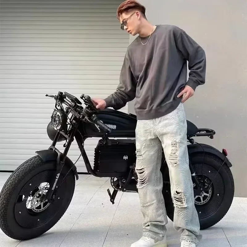 EBIK Black Warrior 3000W Motorcycle 60V 45AH ebike Adult Highway Electric Bike 20-inch Off-Road Fat Tires Suitable for Desert Mo