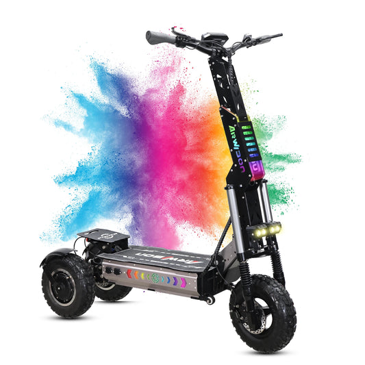 USA Warehouse 3 Wheel Electric Scooter Dual 6000W Motor for 40Miles Long Range 13"Off Road Foldable E Scooter