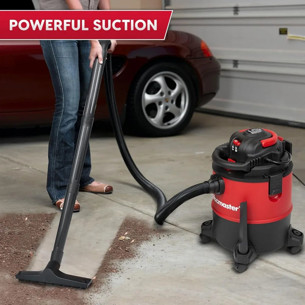 6 Gallon Wet/Dry Vacuum with Blower, 5 HP, 190 MPH Wind Speed for Easy Debris Cleanup