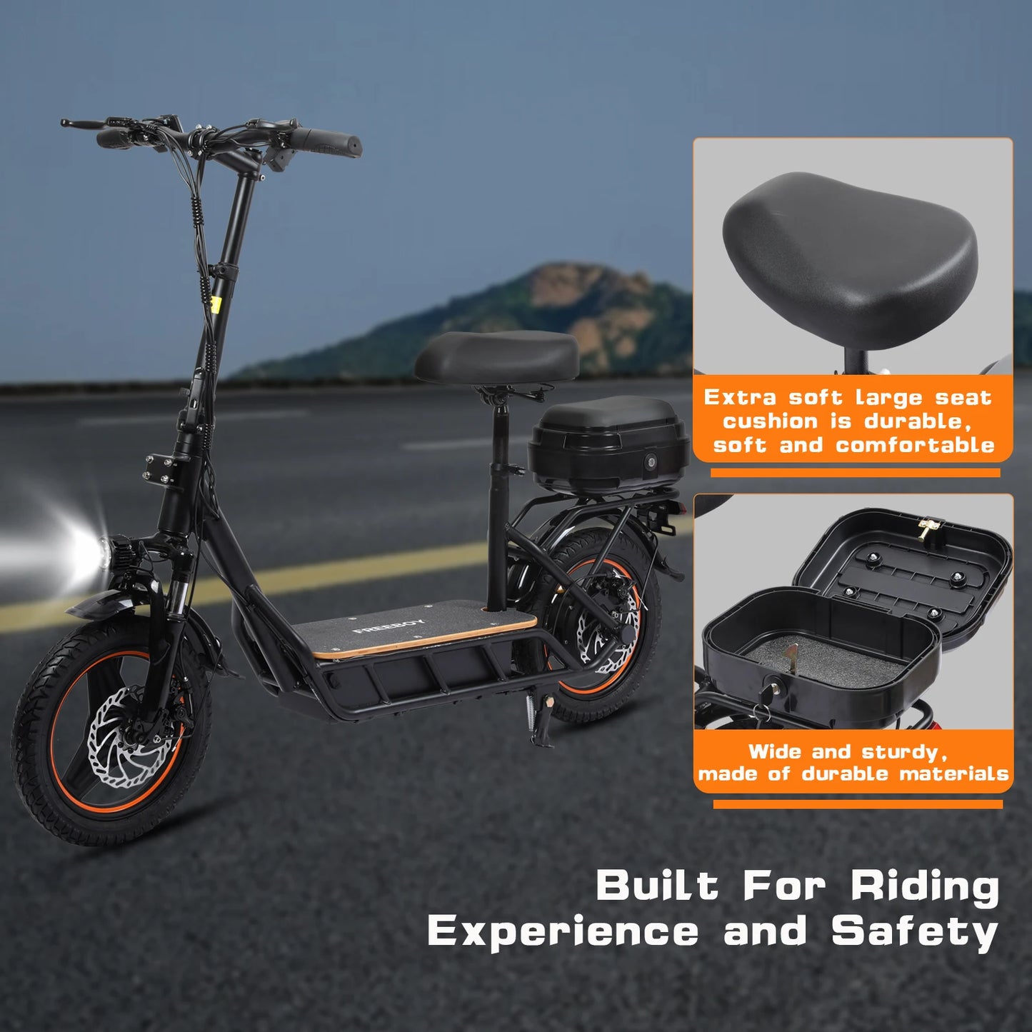 750W Electric Scooter 48V 18AH Battery 14 Inch Tires 40KM Long Range  E-Scooter for Adults with Basket Commuter Scooter