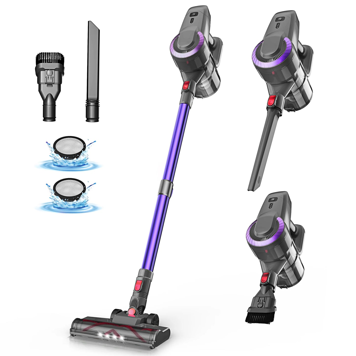 DEVOAC N300 Cordless Vacuum Cleaner 6 in 1 Powerful Ultra-Lightweight Handheld Stick Vacuum 2200mAh Battery for Carpet Hardfloor