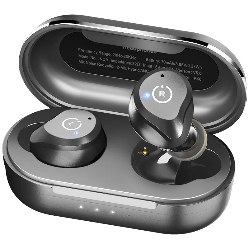TOZO ANC True Wireless Earbuds In Ear Sport Headsets Mics HiFi Sound Bass Stereo Bluetooth Earphone Calls Noise Cancelling