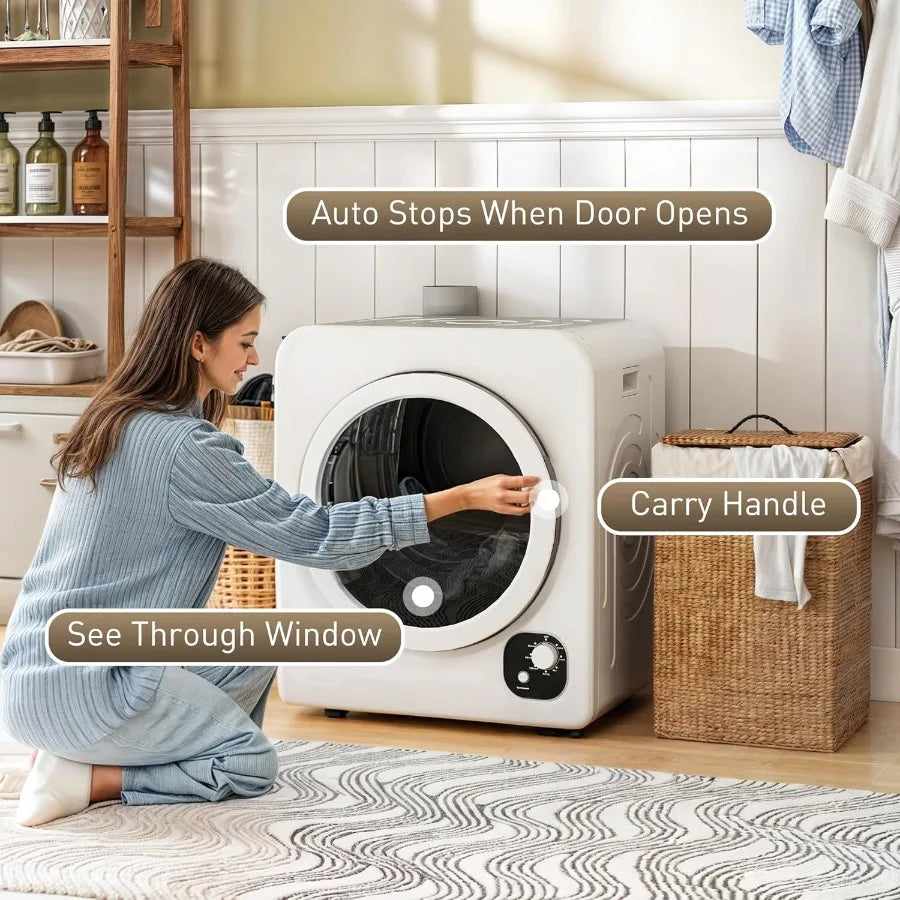 HOMCOM 120V Portable Clothes Dryer 1300W Compact Front Load Laundry Dryer Machine 3.3 Cu. Ft. with Stainless Steel Tub 4 Automa