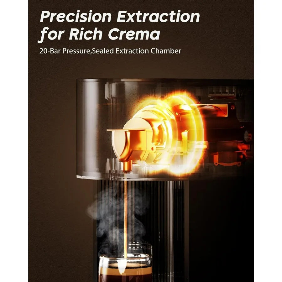 Espresso Coffee Machine, Compatible with Nespresso Original Pods, One-Touch with Illuminated Brew Zone, 20 Bar Pump, 33.8oz Remo