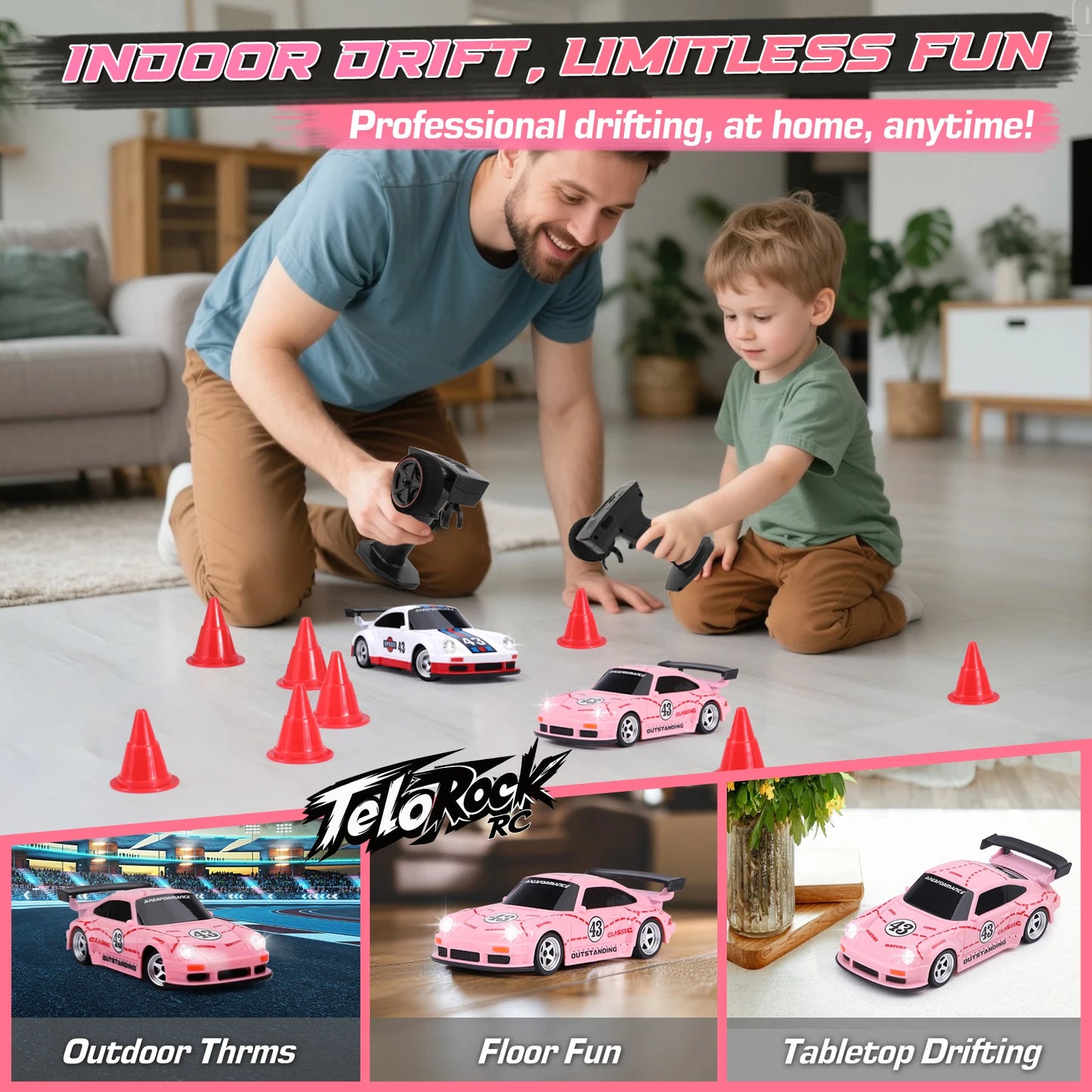 1/43 Scale 4WD Edition Mini RC Drift Car, RTR with Full Proportional Steering & Throttle, 2.4GHz Remote Control