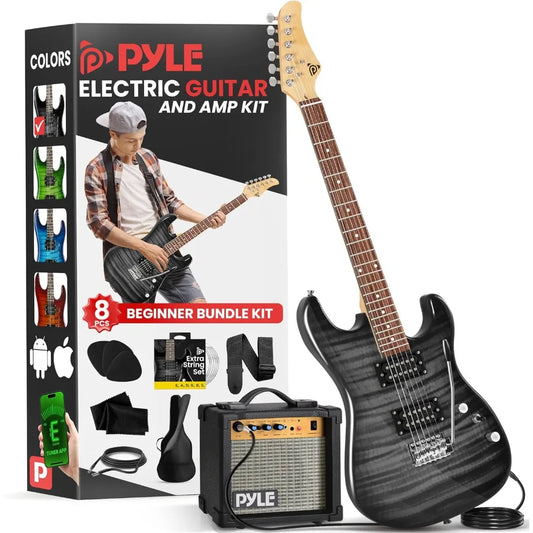 Electric Guitar Kit with amp, full-size instrument with Humbucker pickup, guitar amp and starter bundle accessories, 39 "black