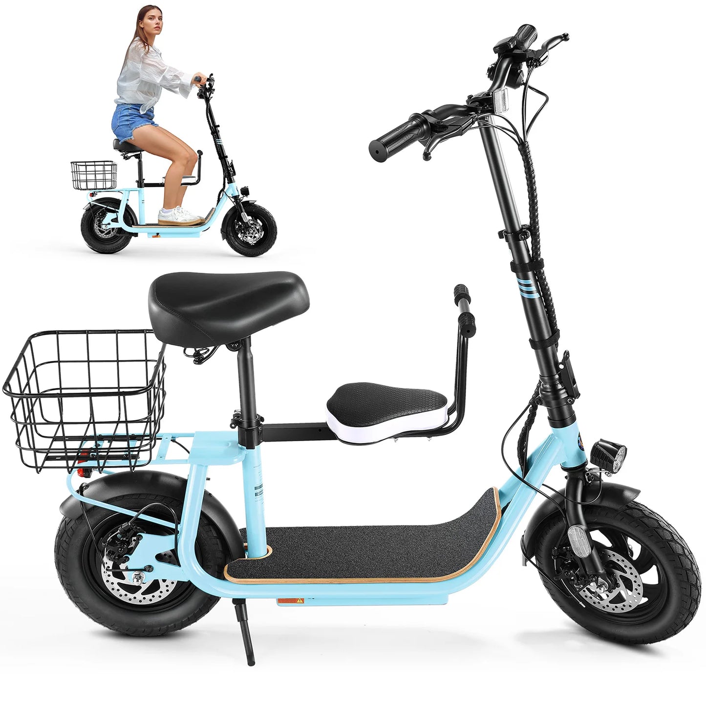 CAROMA Peak 819W Electric Scooter with Kids Seat,25 Miles Range,Foldable Commuter Adult E Scooter,UL2272 1 Year Warranty