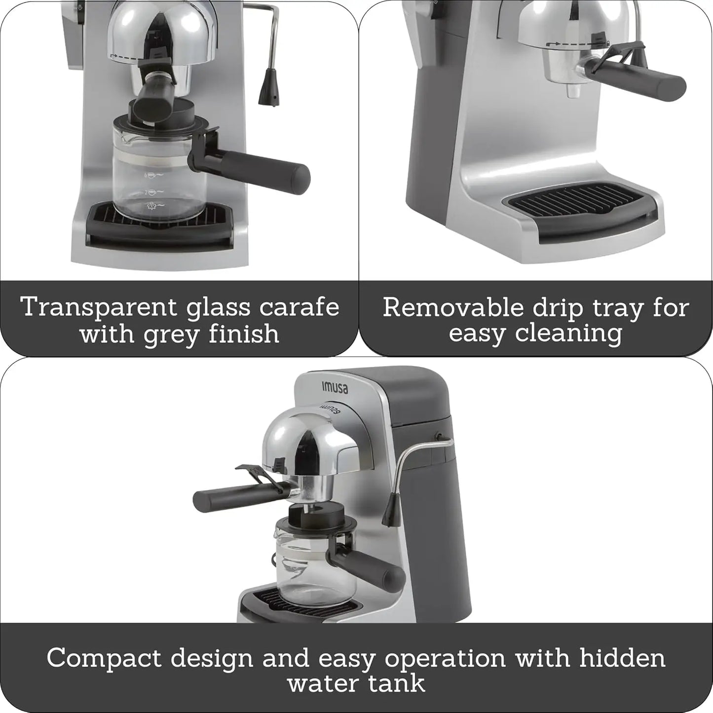 4cup Electric Bistro Espresso Cappuccino Maker, Silver