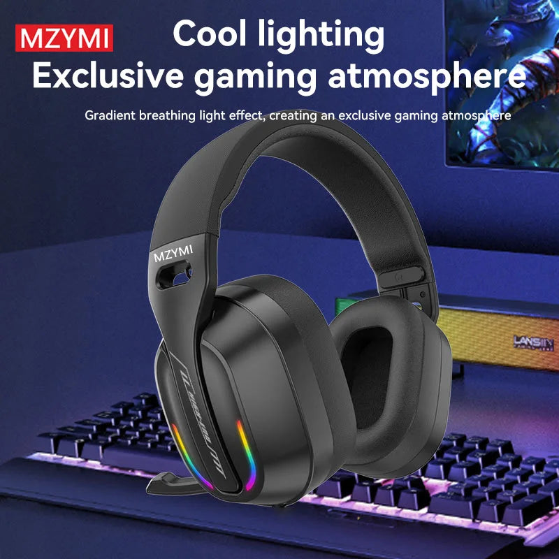 MZYMI Bluetooth 5.4 Headphones GT100 ENC Noise Cancelling 2.4G Wireless Headset Over Ear Waterproof Sports Gaming Earphones