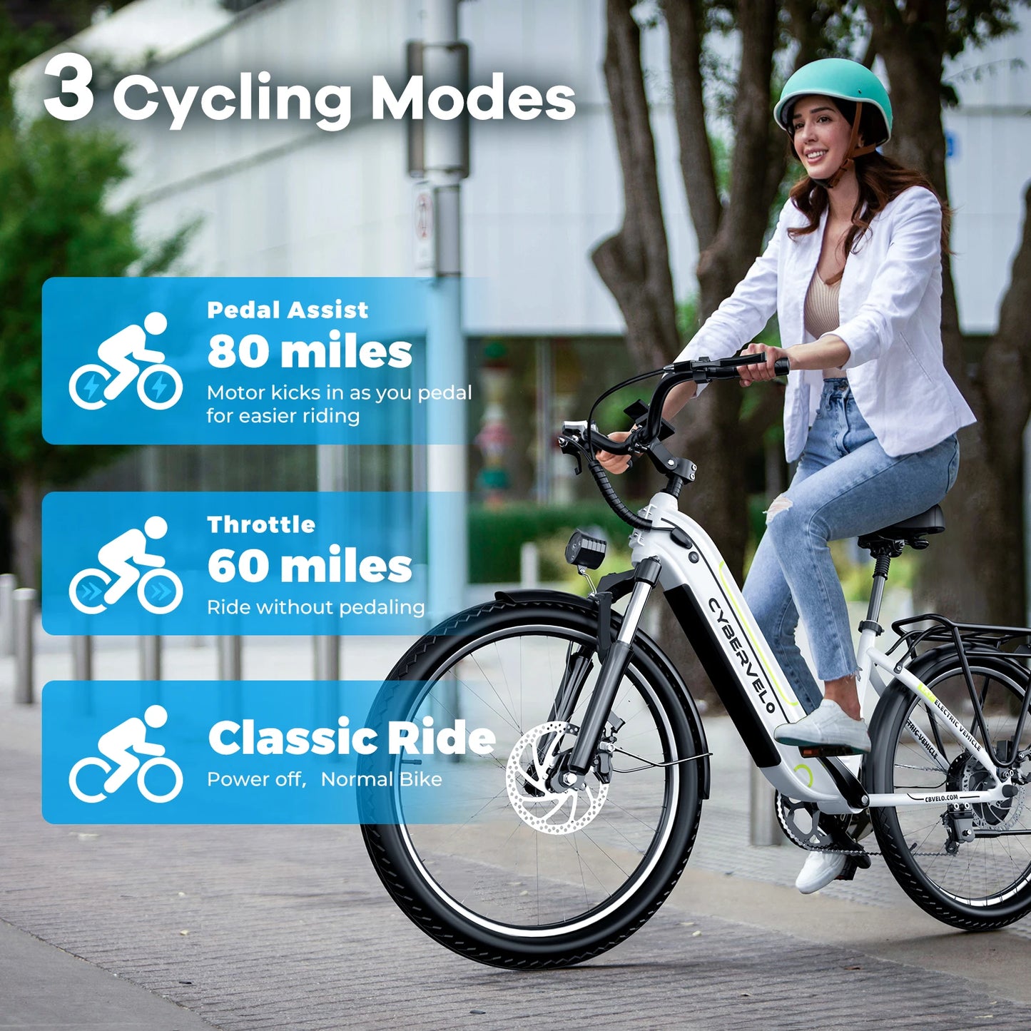 Cybervelo EK7 1000 Peak Electric Bike,80 Miles Removable Battery Ebike, 26" Electric E Bike with 7-Speed,Adult Electric Bicycles