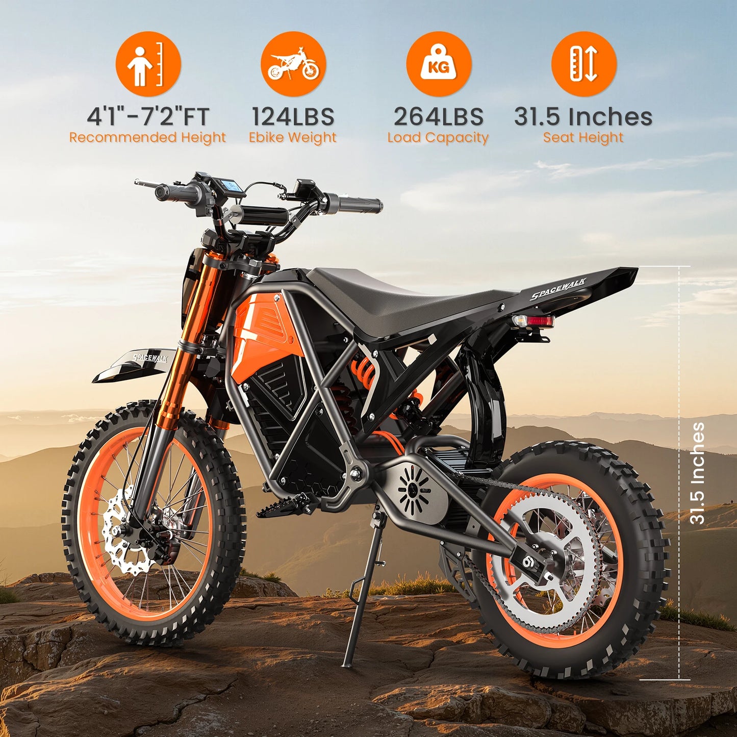 14"/12" Fat Tire Electric Dirt Bike for Teens Adults,48V Mountain Electric Off-Road Electric Motorcycle ,3000W Mid-Drive Motor