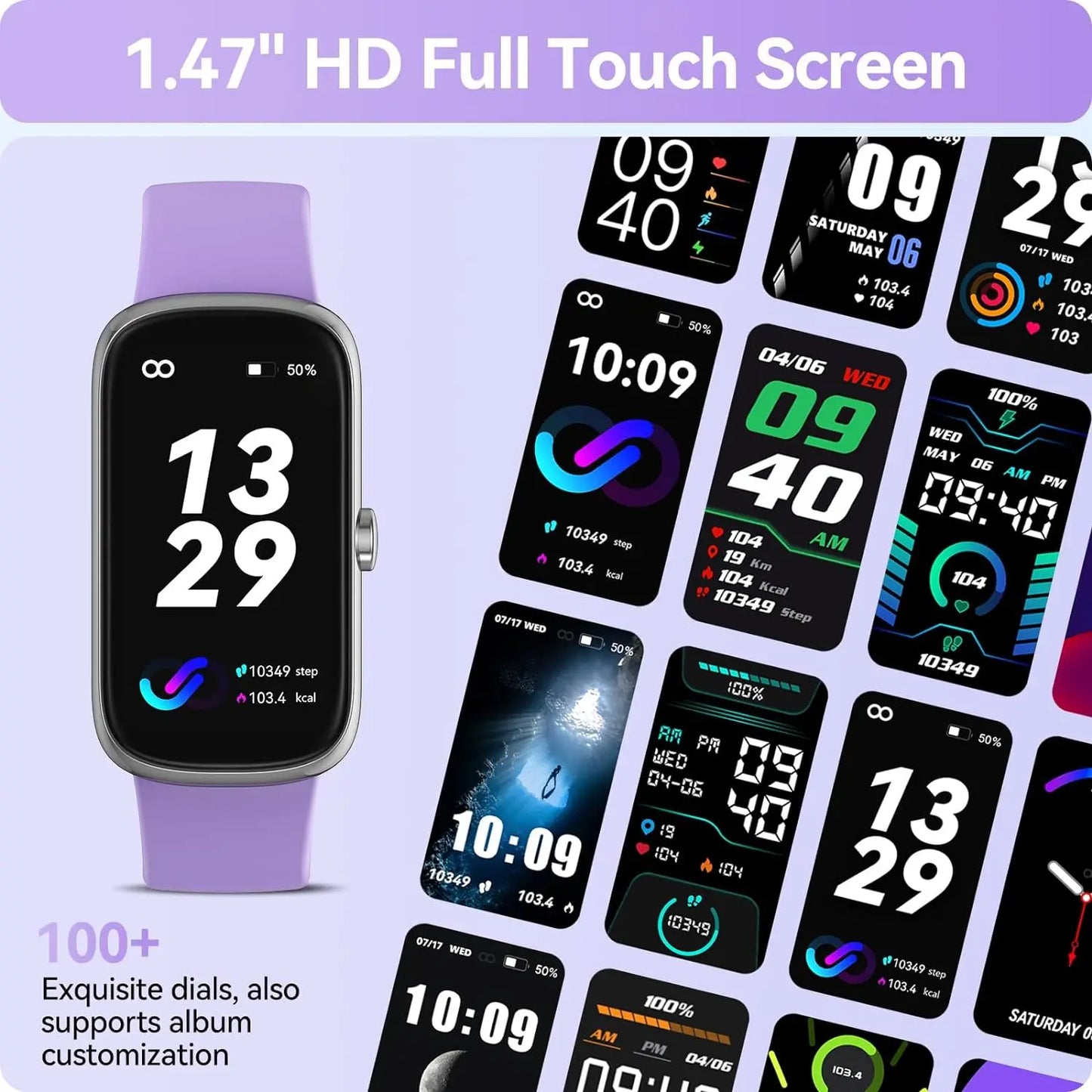 Fitness Tracker with Heart Rate Blood Oxygen Sleep Monitor, IP68 Waterproof Activity & Pedometer, smart Watches for Women Men