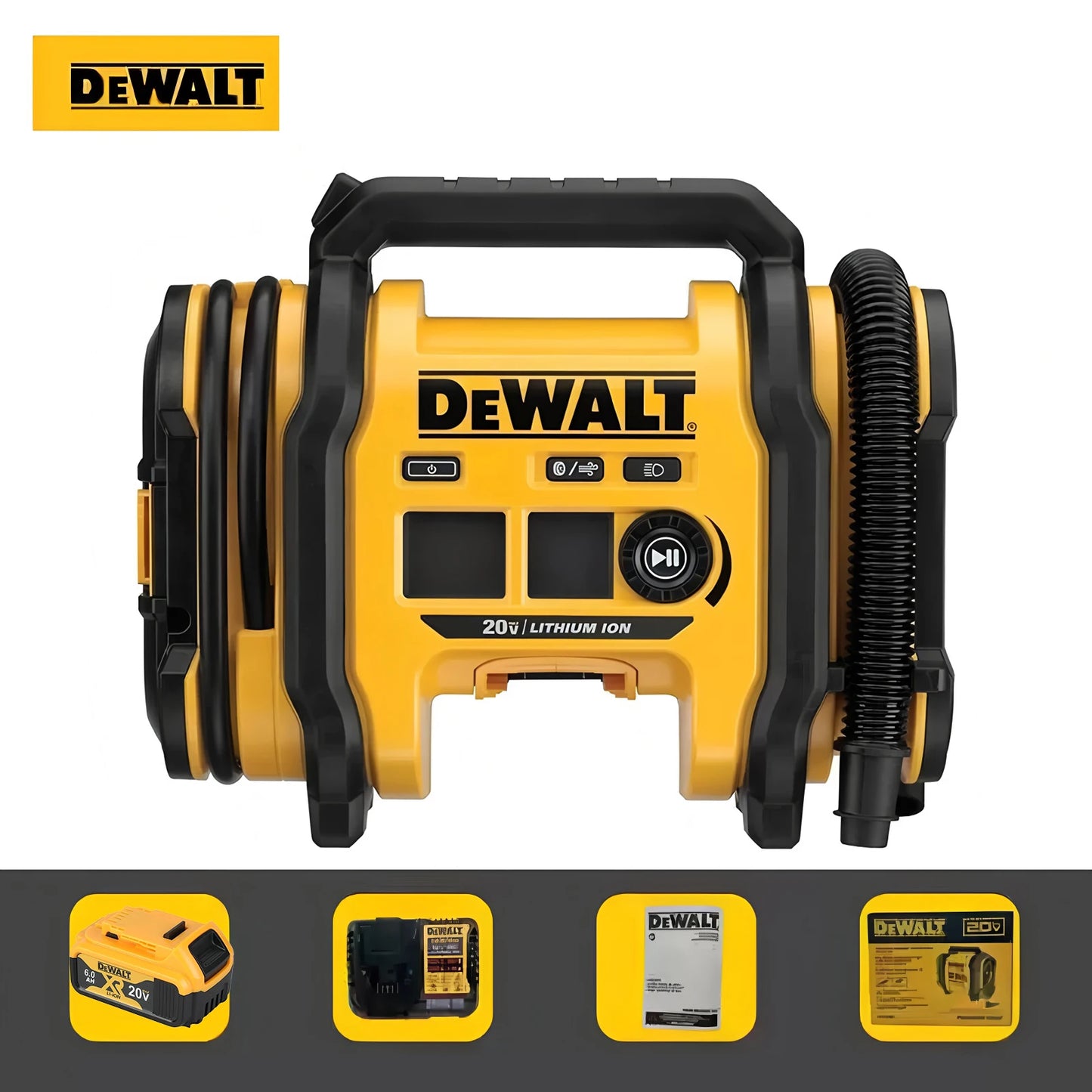 DEWALT 20V Corded/Cordless Air Inflator 160 PSI Tire Inflator Electric Air Pump Blower Dewalt Power Tools 1/2PC battery lj202409