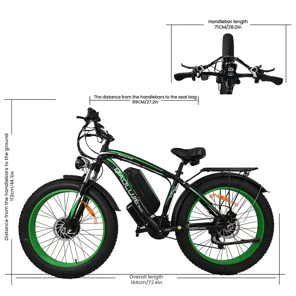 Electric Bike 2000W Dual Motor 48V20AH Lithium Battery 21 Speed E-bike Hydraulic Brake 26*4 Inch Fat Tire Snow Electric Bicycle