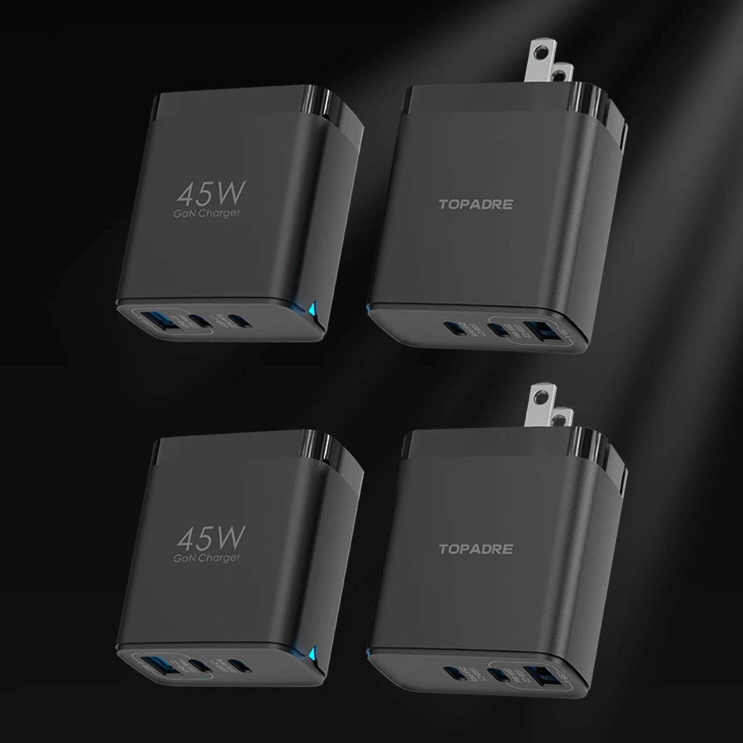 2packs 45W 3 Port USB Charger Type C Fast Charge Mobile Phone Adapter For iPhone Samsung Xiaomi Huawei Quick Charge Wall Charger