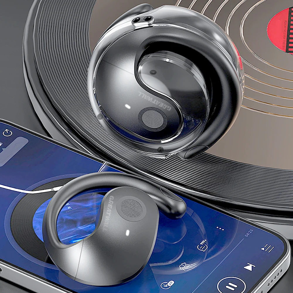 GREATWALL Wireless Bluetooth Earphones HIFI Headphones Stereo Sports Headset With Mic HD Call Earbuds Spherical Charging Case