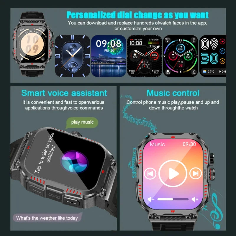 W&O X7 Plus Sports Smart Watch Man Woman LED Flashlight Smartwatch Wireless Call Watches Message Notification Long Battery Time