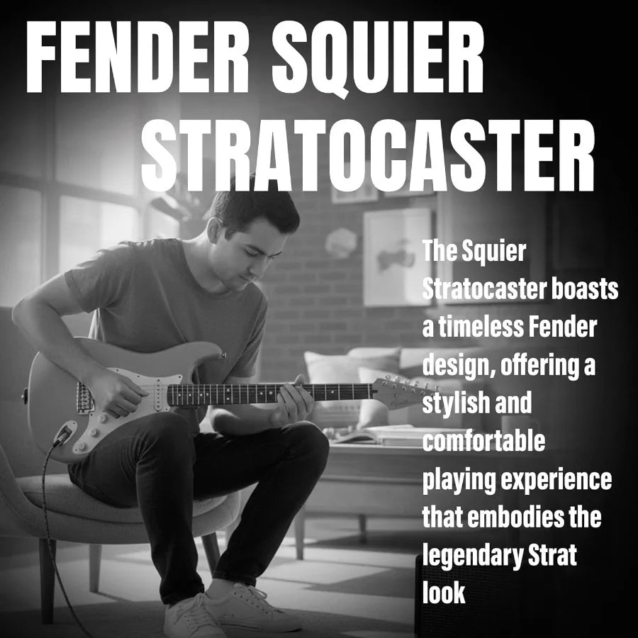 Squier Stratocaster Electric Guitar in Daphne Blue for Professional and Beginner Musicians - Versatile Tone Lightweight Design