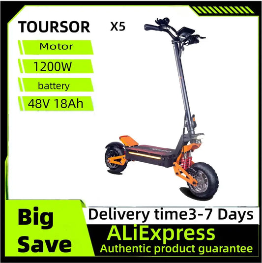 TOURSOR X5 Electric Scooter For Adults 2500W*2 Dual Motor 52V26Ah Battery E-Scooter 11Inch Tire Foldable Road EScooter