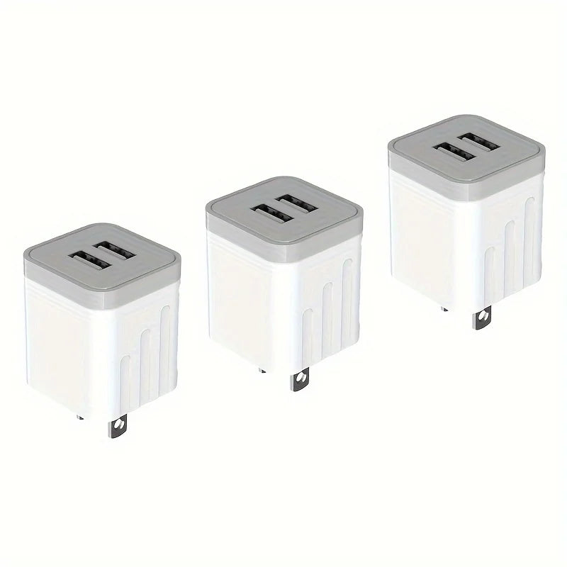 2.1A Dual Port USB Plug Power Adapter Charger Block Plug Cube For IPhone 15/14/13/12/Pro/Pro Max/Xs/XR/X/8, Galaxy S22 S21
