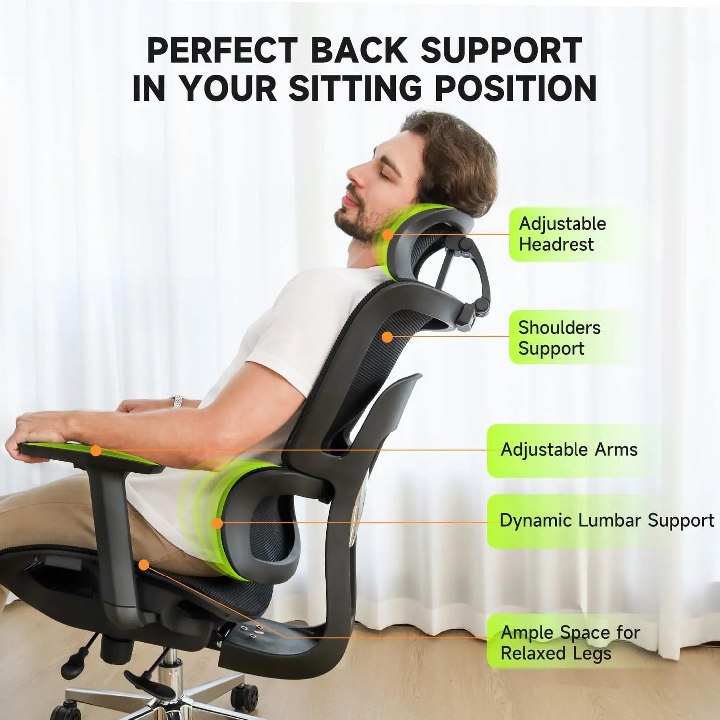 NearHub EC20 Ergonomic Chair for Big and 6'5" Tall Max,400Lbs Computer Desk Heavy-Duty Office Gaming Chair with High-Back Design