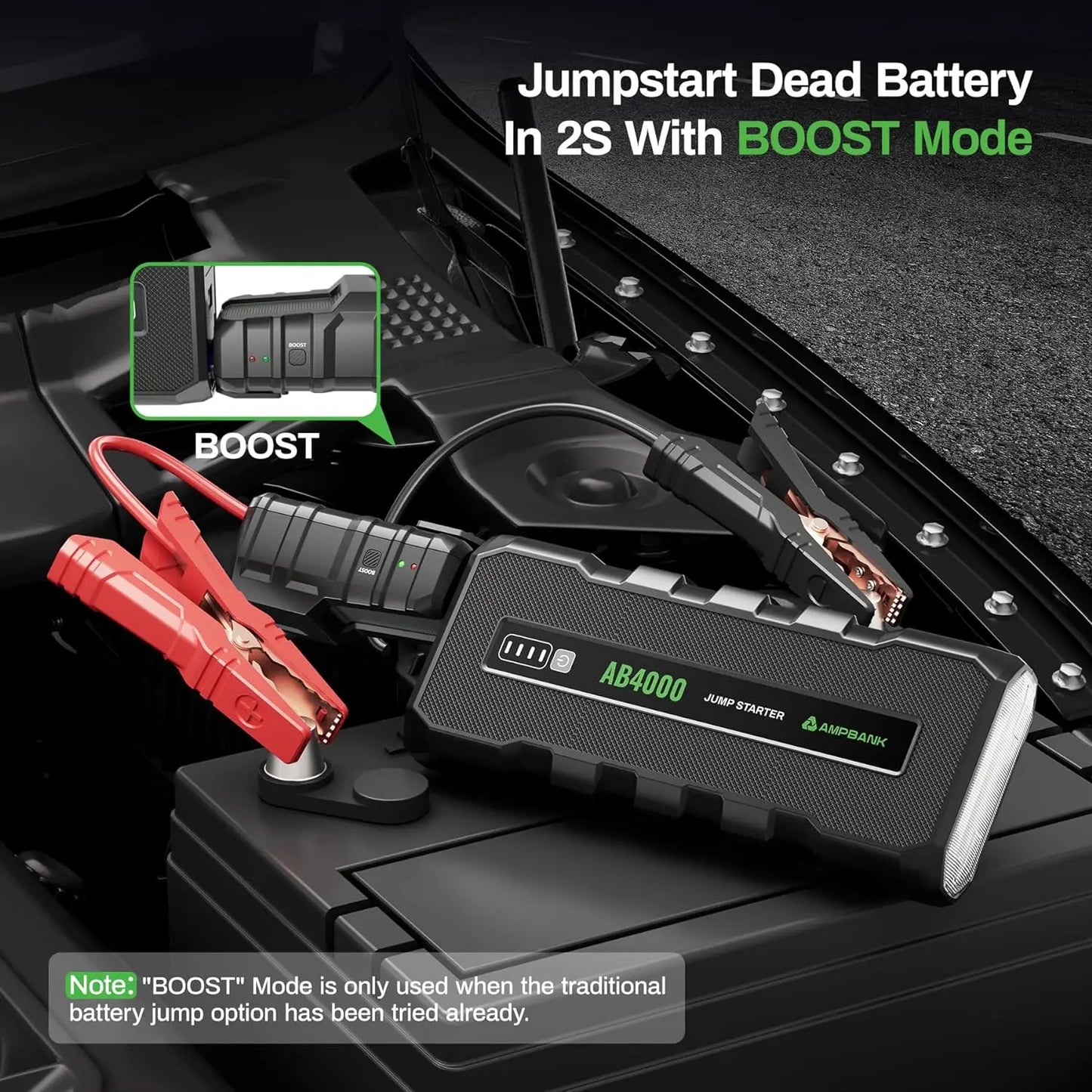 AMPBANK AB4000 Car Jump Starter 24000mAh Booster Power Bank Battery Charger Portable 12V 4000A Booster Pack
