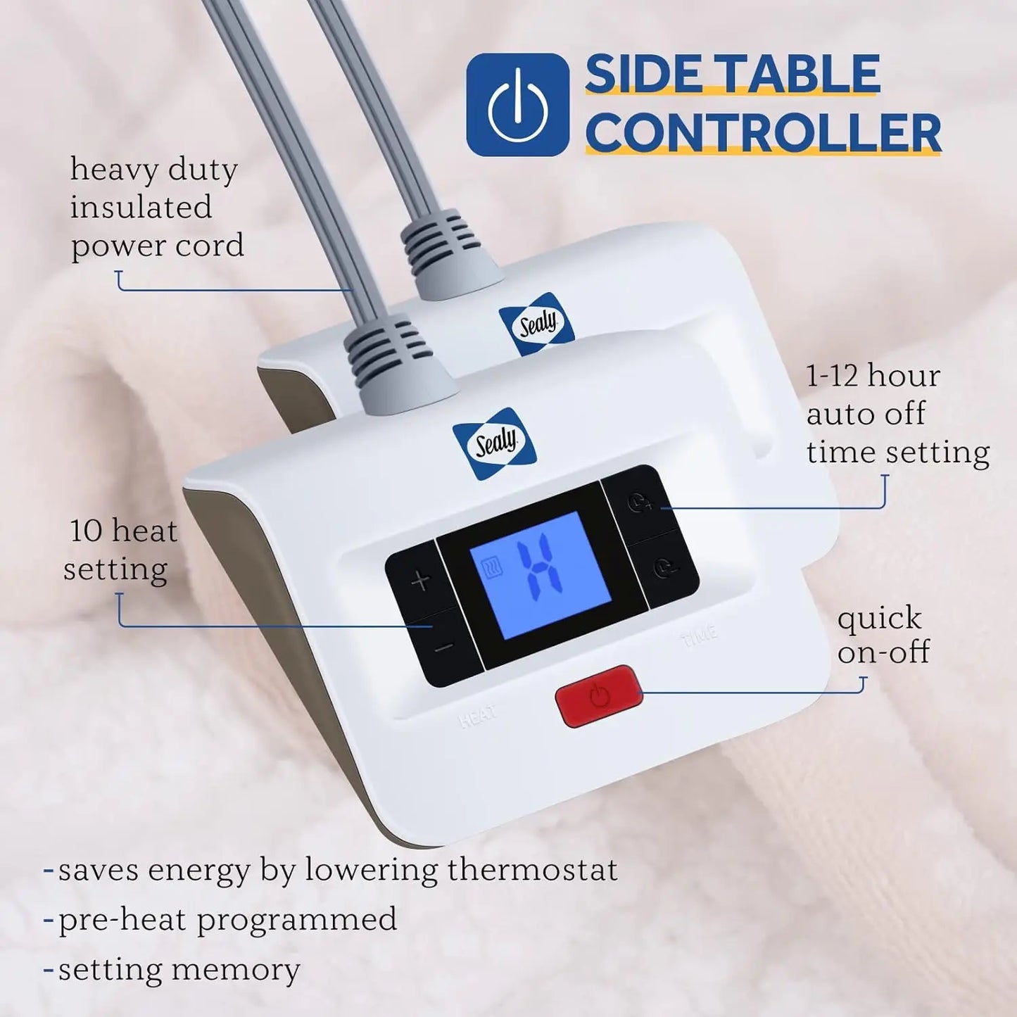 King Size Electric Blanket with 10 Heat Levels, Auto Shut Off, Machine Washable, Beige, 100x90 Inch