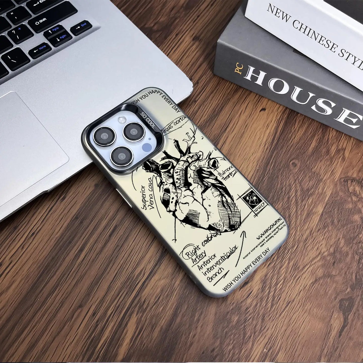 Sketch Heart Pattern Phone Case Protective Cover, Phone Accessory Compatible with IPhone 16 Pro Mone Casesax 15 Pro 14Plus 13 12 11 X/XS