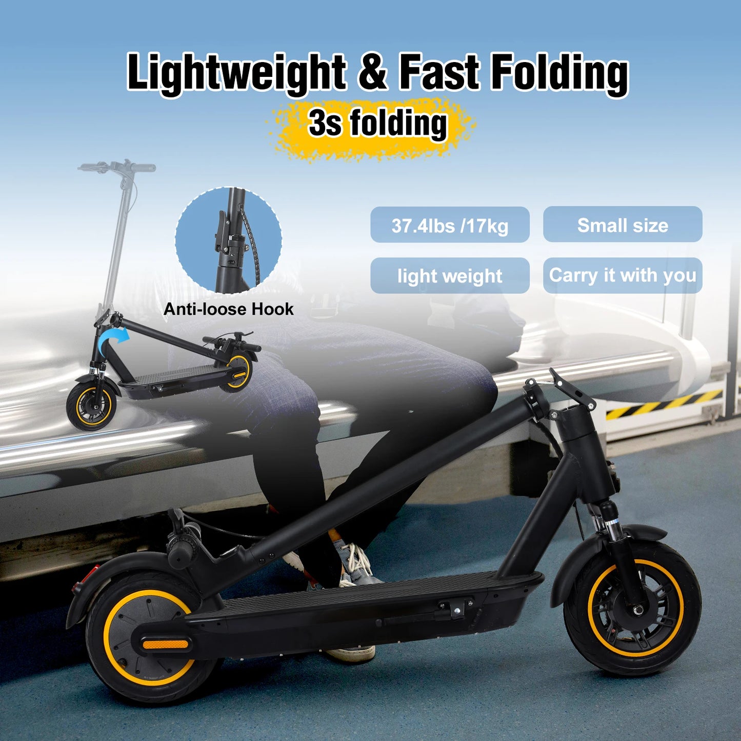 FREEBOY 500W Foldable Electric Scooter, 10'' Inflatable Tire, 36V 15Ah Battery, Range 35-40km, APP Support E-scooter
