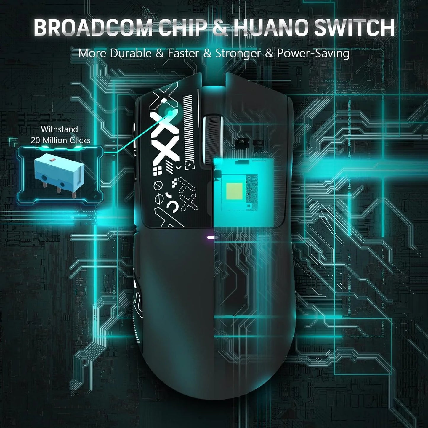 ATTACK SHARK X11 Wireless Gaming Mouse with RGB Magnetic Charging Dock, Wired/2.4G/BT, 22K DPI,Ultralight 59g Tri-Mode with Tape