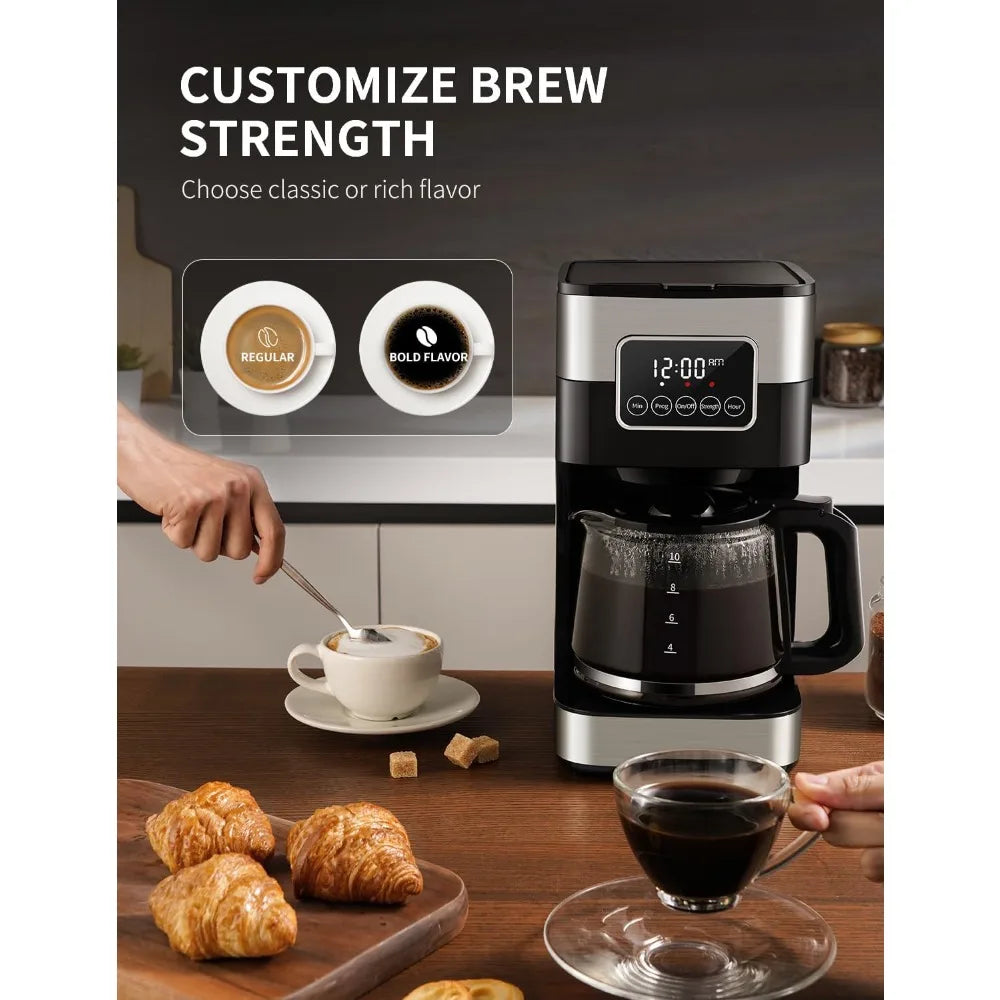 SHARDOR 10-Cup Programmable Coffee Maker, Regular & Strong Brew Drip Coffee Machine for Home and Office, Auto Shut Off,