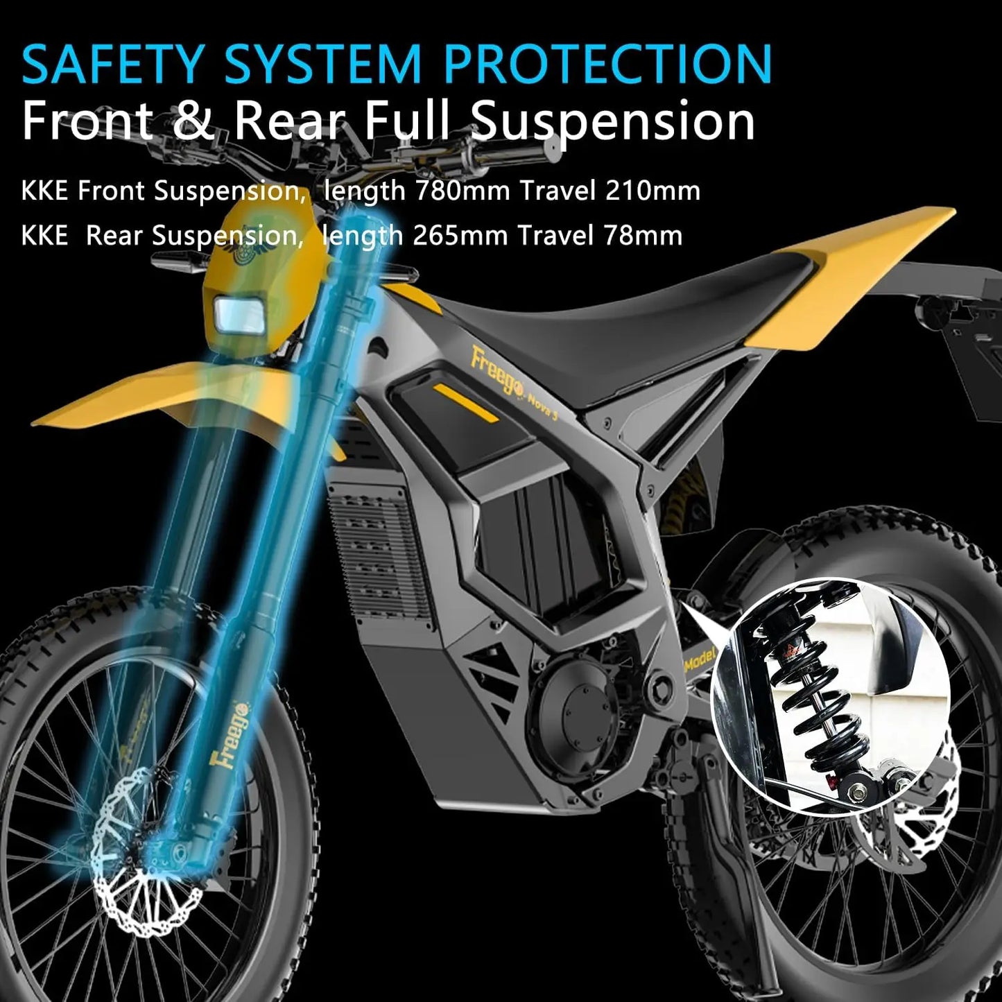 Freego Nova 5 Electric Dirt Bike Mid-Drive Motor 72V/40AH/8000W 53MPH Electric Motorcycle Bike Hydraulic Brakes Off-Road Bike