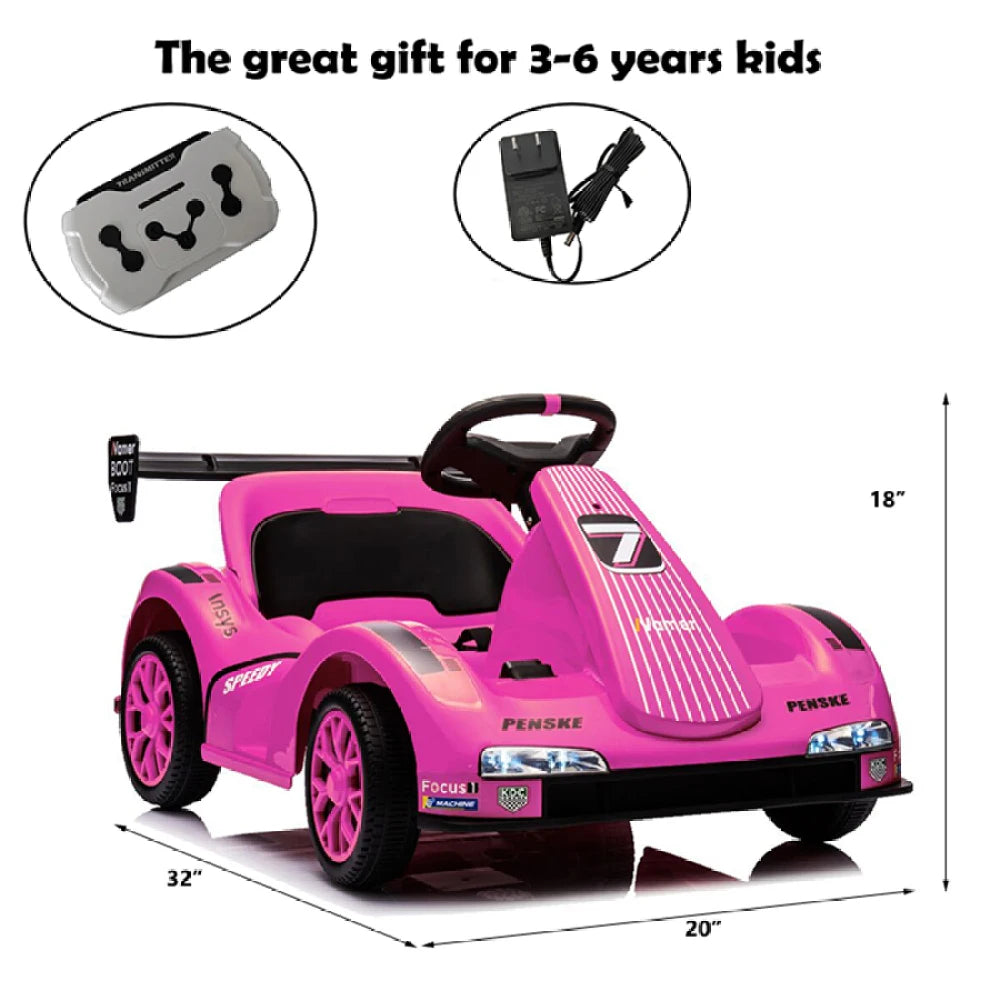 Electric Go Kart, 12V Battery Powered  Ride On  Car w/Remote Control, Safety Belt, Slow Start, Music, 4 Wheel Electric Vehicle