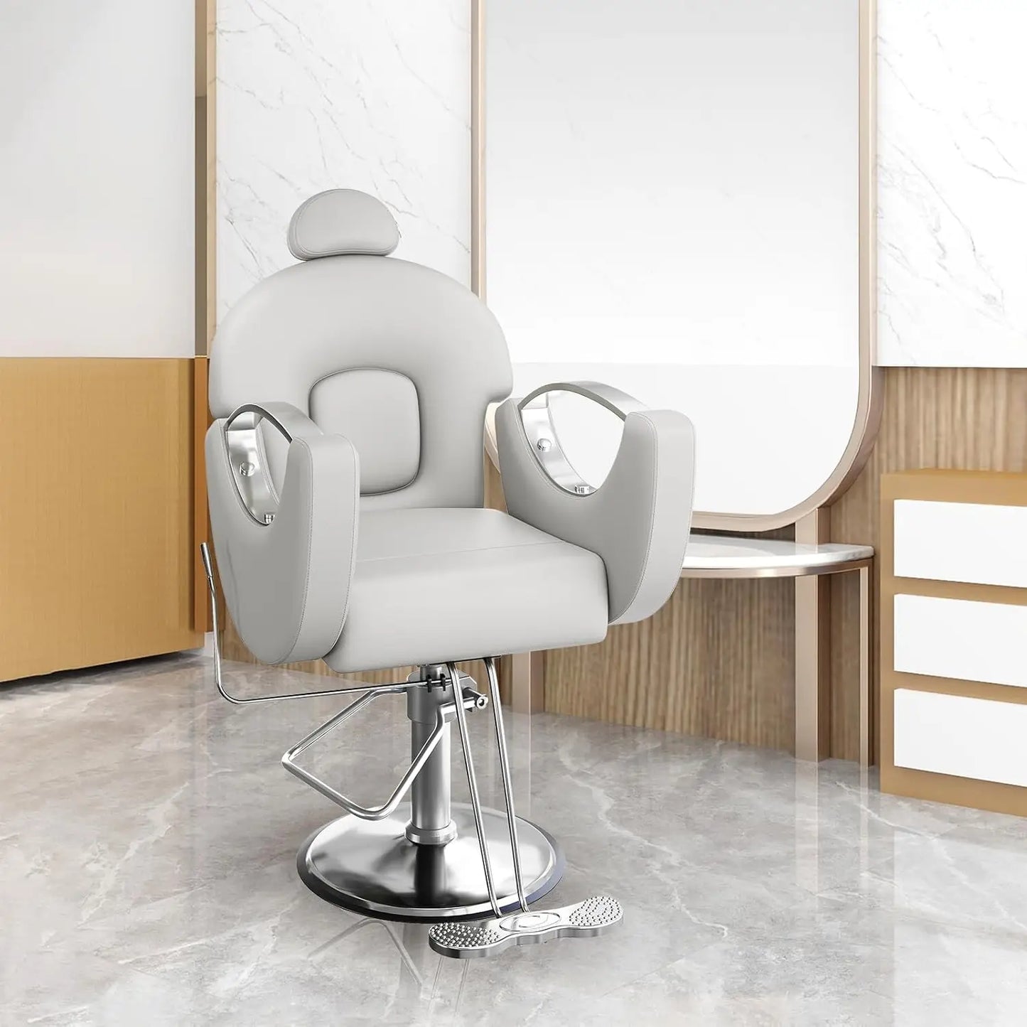Reclining Barber Salon Chair 360°Swivel Barber Chair with Heavy Duty Hydraulic Pump for Spa Shampoo Hair Stylist Barbershop Home