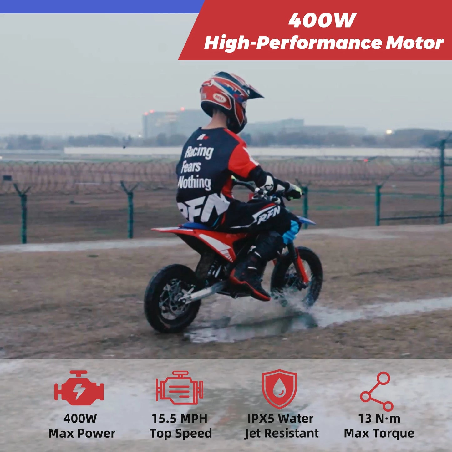 RFN Warrior Kids Electric Dirt Bike | Kids Electric Off-Road Motorcycle |  Speed Ride |Multi-Speed,Outdoor Ride for Age 3-8